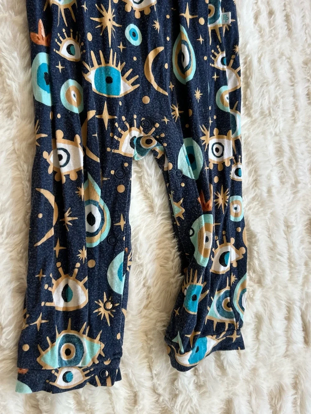 Posh Peanut Navy Blue Evil Eye Romper
